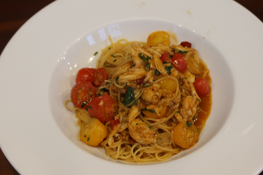 คาเปลลินี่(Capellini)หรือแองเจิลแฮร์ผัดกับเนื้อปู